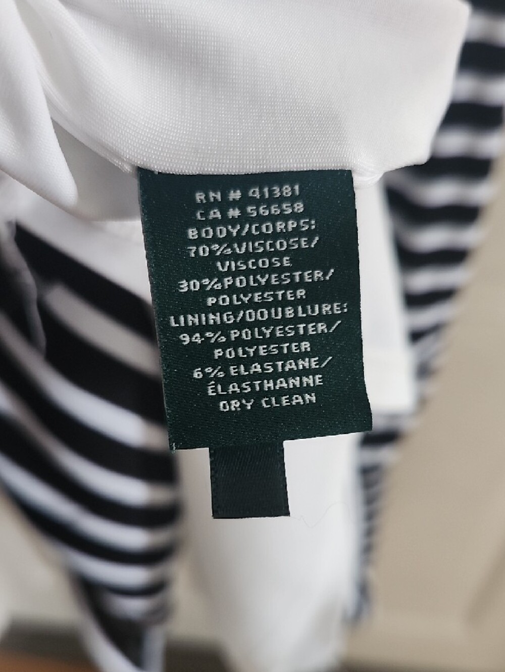 Lauren Ralph Lauren Black/ White Striped Natical Preppy Sleeveless Shift Dress L - Picture 7 of 7
